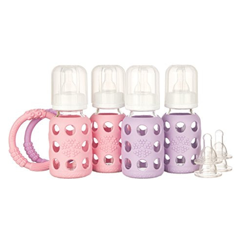 Lifefactory Starter Set, Glass, Multi-Colour, 4 oz, 4-Piece - Hello Kids Baby Store