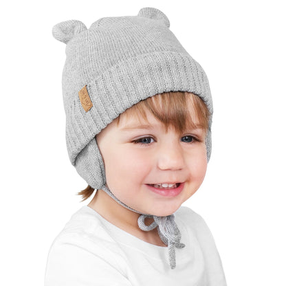 Kids Bear Knit Hats | Soft Grey