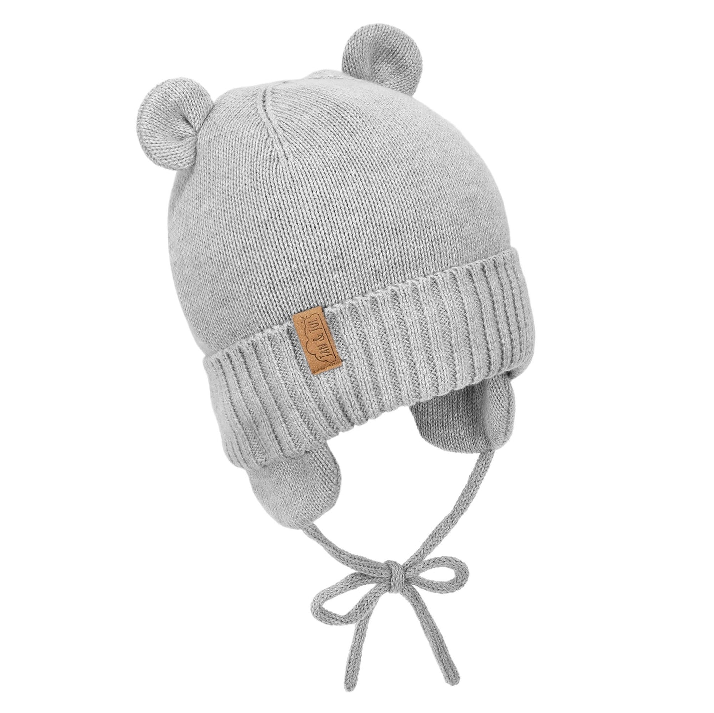 Kids Bear Knit Hats | Soft Grey