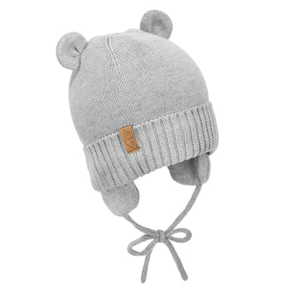 Kids Bear Knit Hats | Soft Grey
