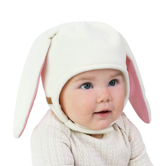 Kids Fleece Animal Hats | Cream Bunny