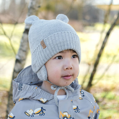 Kids Bear Knit Hats | Soft Grey