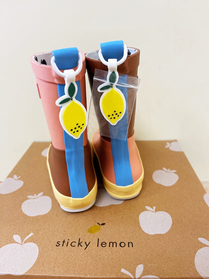 RAIN BOOTS - COLOURBLOCKING - WILLOW BROWN + BERRY SWIRL + VANILLA SORBET