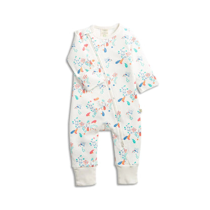 tiny twig organic Long sleeve zipsuit- Garden Floral