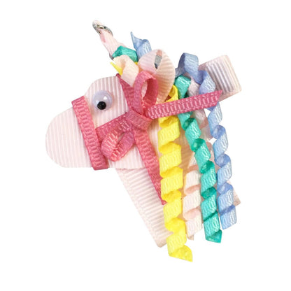 UNICORN HAIR BOW – ALLIGATOR CLIP – POWDER PINK