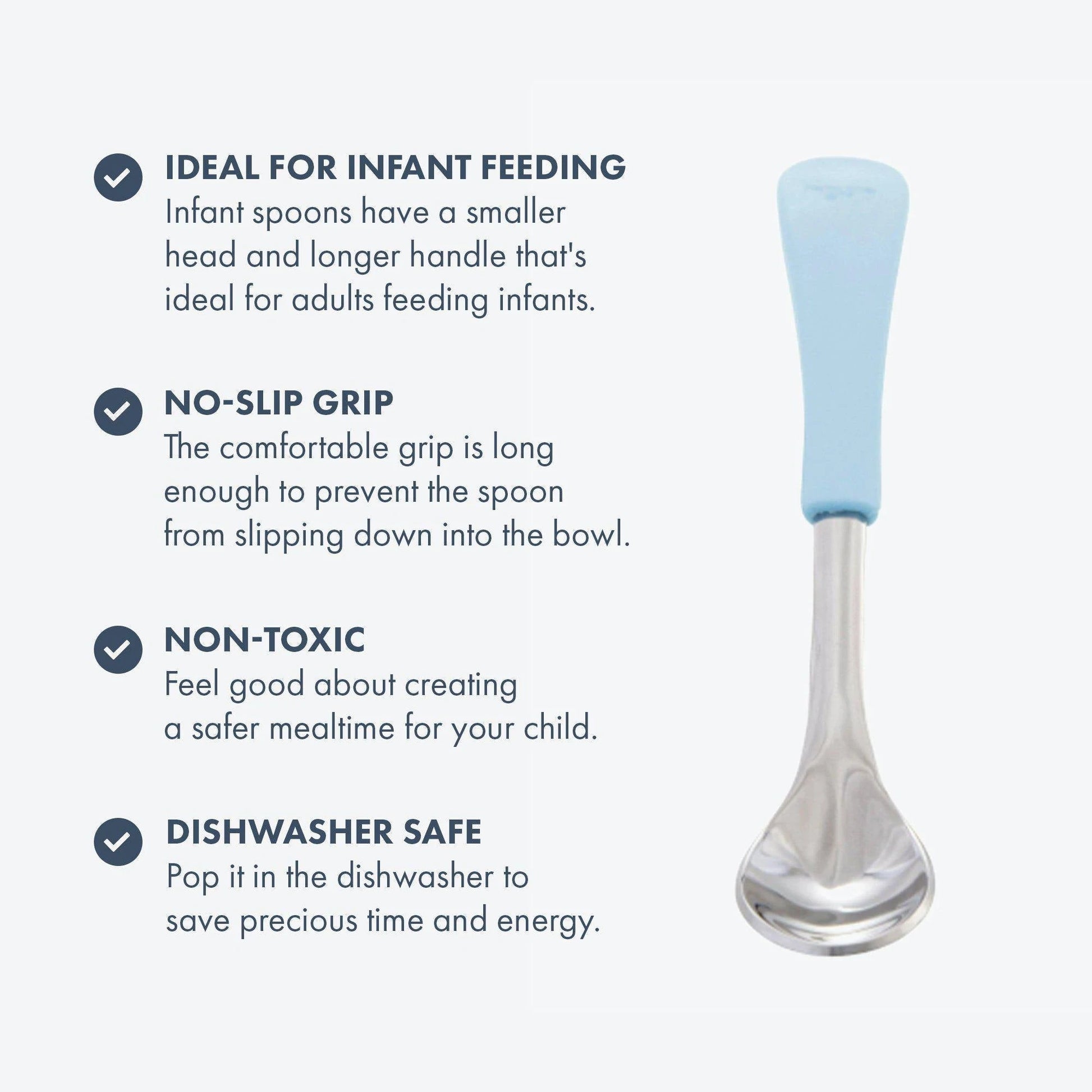 Avanchy Stainless Steel Infant Spoons 2 Pack. (Younger Babies) - Hello Kids Baby Store