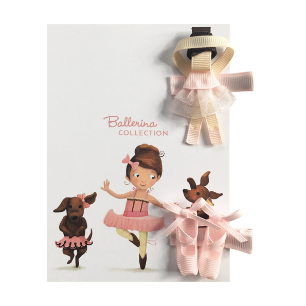 Gift Set BALLERINA AND SHOES – ALLIGATOR CLIP – POWDER PINK - Hello Kids Baby Store