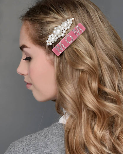 HAIR BARRETTE WITH CRYSTALS – SOFT PINK / MOM - Hello Kids Baby Store