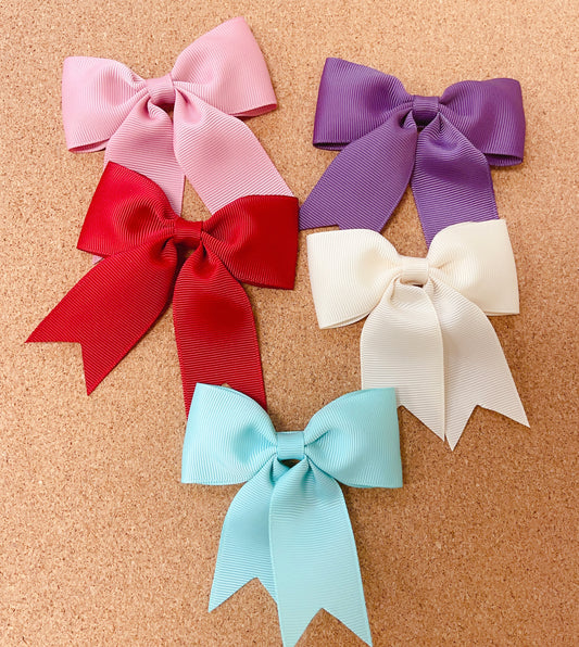 X-LARGE BOWTIE BOW W/ TAILS – ALLIGATOR CLIP – AMETHYST - Hello Kids Baby Store